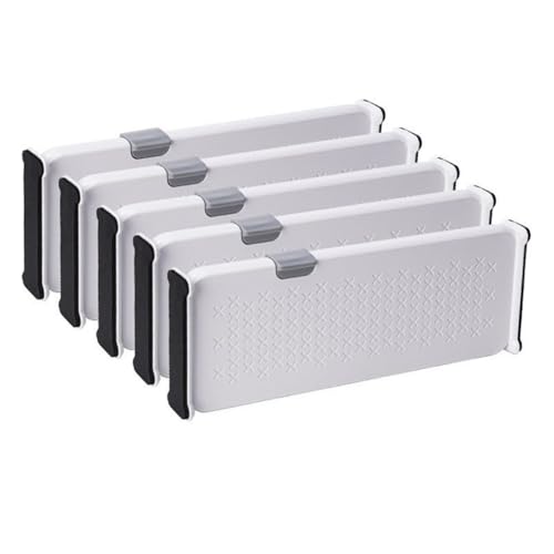 Koolenry 5Er-Pack Schubladenteiler für Kleidung, 28,9-44,4 cm Verstellbare Schubladen-Organizer, 10,5 cm Hohe, Erweiterbare Trennwände von Koolenry