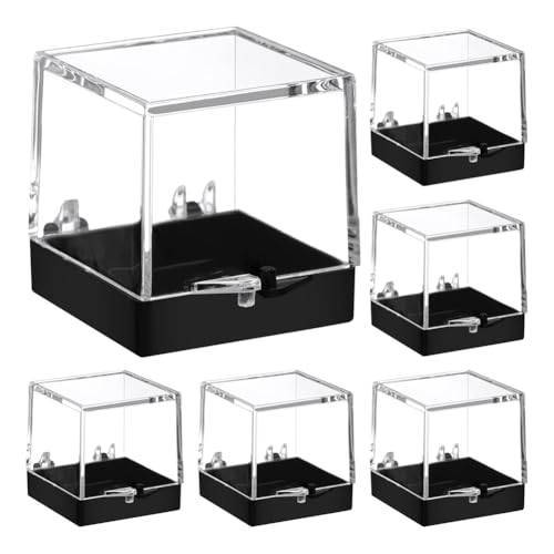 Koolenry 6-Teilige Vitrine für die Steinsammlung Aus Transparentem Kunststoff, Robuster Organizer Zur Aufbewahrung Von Edelsteinen, Schmuck und Sammlerstücken von Koolenry
