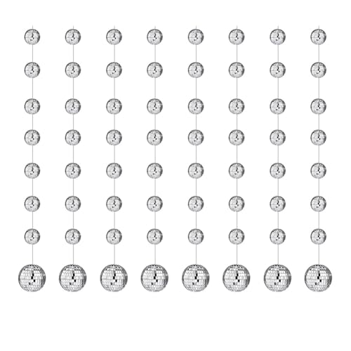 Koolenry 8 Packungen 4,9 Fuß Discokugel-Partydekorationen, Mini-Diskokugel-Ornamente, für Weihnachten, Hochzeit, 70Er-Jahre-Tanzmusik-Party von Koolenry