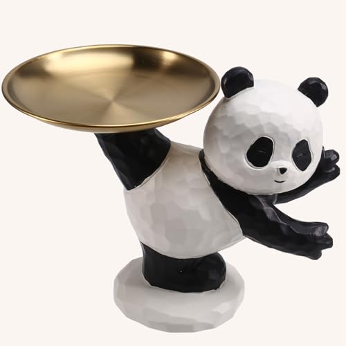 Koolenry Ablagefach in Form Einer Panda-Skulptur - Kreativer Schlüsselhalter, Dekoratives Tiermodell für Wohnzimmer, Flur, Heimdekoration B von Koolenry