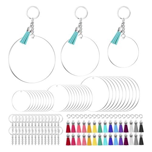Koolenry Blanker Acrylschlüsselkäse Set 3 2,5 2 Rund Klare Acrylblanks für DIY -Schlüsselbundfahrzeuge von Koolenry