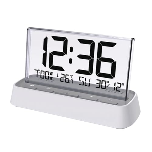 Koolenry Datum Temperatur Digital Elektronische Schreibtischuhr mit Alarmen Großer Display -Tischuhr für Home Office von Koolenry