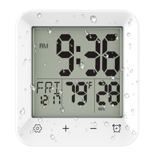 Koolenry Digital Badezimmer Wanduhr Timer Wasserdicht, Duschuhr mit Touchscreen, Temperaturmonitor für Kinder und Erwachsene von Koolenry