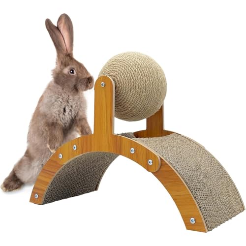 Koolenry Drehende Interaktive Haustierspielzeugkatze Kratzspielzeug Natürlicher Sisalkratzer -Ball Sisal Seil Hasen Klauenkratzer von Koolenry