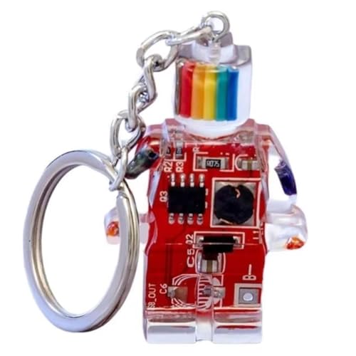 Koolenry Elektronischer Roboter Schlüsselbund Handgefertigter Schmuckschlüsselringe für Telefonstilvolle Schmuckrot von Koolenry