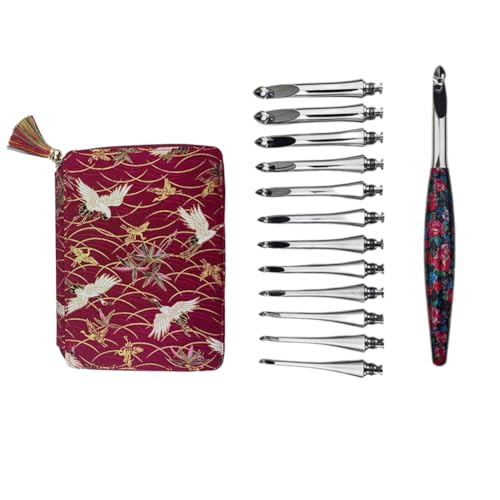 Koolenry Ergonomische Häkchen-Haken- Austauschbare Häkchen-Hakenset mit 12 Haken, Großem, Glattes Design, im Häkelkit Enthalten Koolenry Ergonomische Häkchen-Haken- Austauschbare Häkchen-Hakenset mit 12 Haken, Großem, Glattes Design, im Häkelkit Enthalten von Koolenry