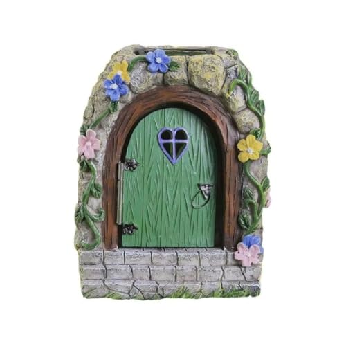 Koolenry Feengartentür Aus Harz für Den Außenbereich -Miniaturen mit Mystischem Beleuchtetem Haus von Koolenry