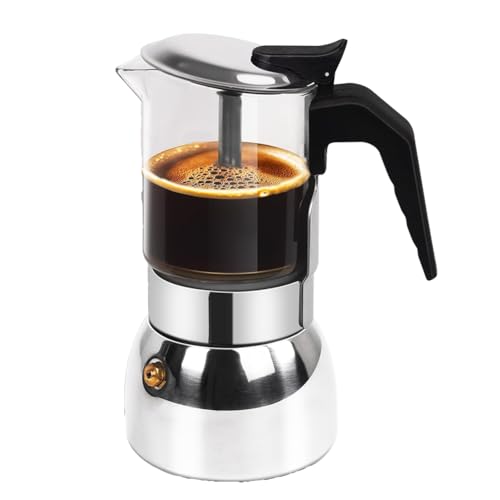 Koolenry Glas Clear 9 Tasse Moka Pot Edelstahl Verdickte Herd Espressohersteller Kaffeemaschine 450 Ml 15oz Italienisch Design Koolenry Glas Clear 9 Tasse Moka Pot Edelstahl Verdickte Herd Espressohersteller Kaffeemaschine 450 Ml 15oz Italienisch Design von Koolenry