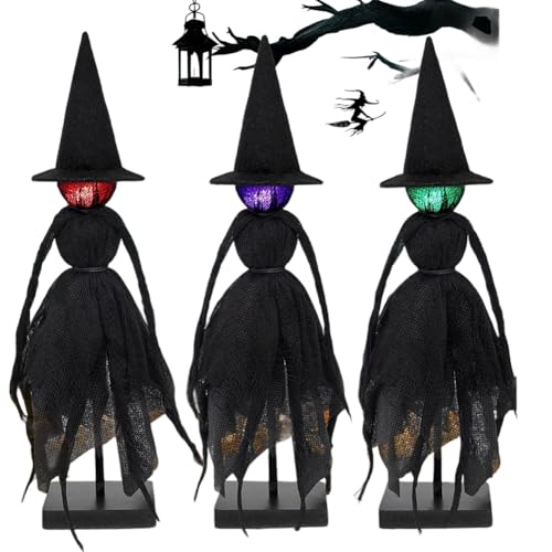 Koolenry Halloween-Dekorationen für Den Innenbereich, Gruselige Halloween-Hexenfiguren für Kaminsims, Regal und Tischdekoration, Sammlerfiguren von Koolenry