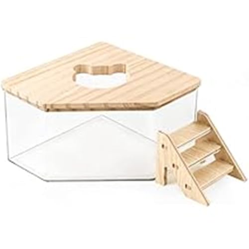 Koolenry Hamster-Sandbadbehälter, Große Acryl-Hamster-Grabbox mit Holzabdeckung, Badezimmerzubehör von Koolenry