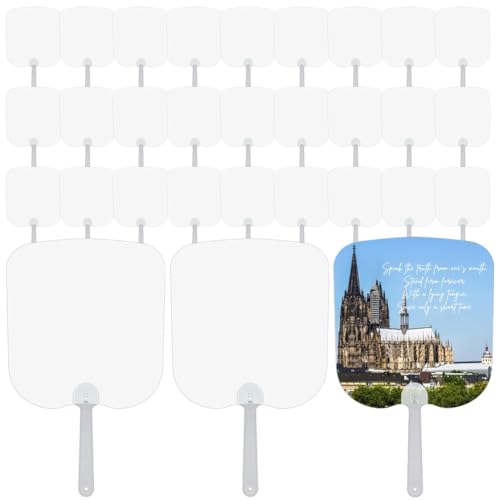 Koolenry Handheld-Set, Sublimationsfächer, Doppelseitig, Sublimations-Paddelfächer, DIY-Handfächer für Kirchliche Hochzeiten, 30 Stück von Koolenry