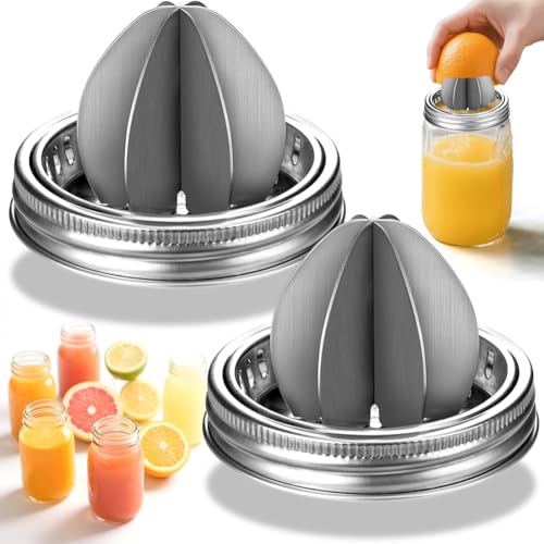 Koolenry Jar Juicer Deckel Edelstahl Handbuch Citrus Reamer für Breite Mund Masonglaszubehör von Koolenry