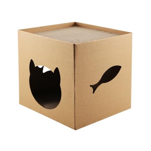 Koolenry Katzen-Papphaus mit Kratz-Pads: Spiel- und Wohnaccessoire für Katzengeburtstage, Hasen und Kleine Haustiere von Koolenry
