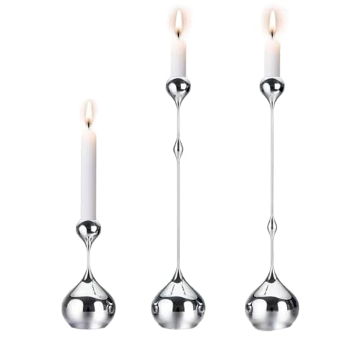 Koolenry Kerzenhalter Silber Metall Kerzensex Romantische Kunsttischdekoration für Hausfutter, Hochzeitsfotografie -Requisiten von Koolenry