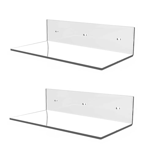 Koolenry Kleine Wandmontierte Acryl-Schwimmende Regal Klares Lagerregal für Badezimmer Wohnzimmer Klar von Koolenry