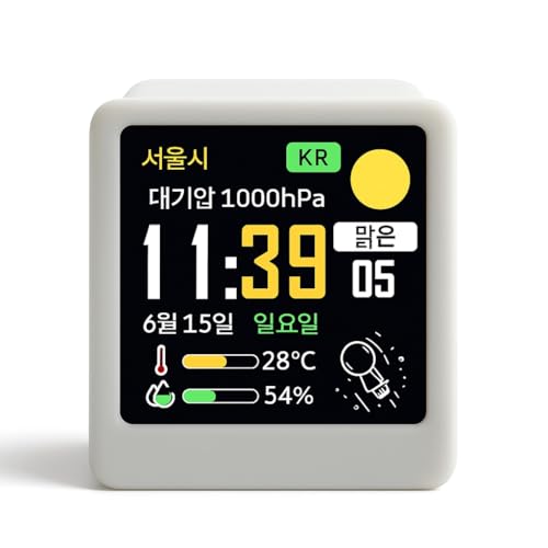 Koolenry Korean Smart WiFi Wetterstation Tragbares Desktop Display Takt mit Temperaturfeuchtigkeitszeitalarm Dekoration B Koolenry Korean Smart WiFi Wetterstation Tragbares Desktop Display Takt mit Temperaturfeuchtigkeitszeitalarm Dekoration B von Koolenry