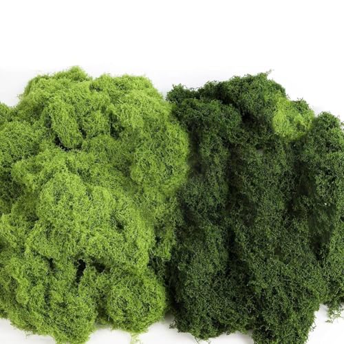 Koolenry Künstliches Moos zum Basteln, 14,1 Oz Kunstmoos für Pflanzen, Dekoratives Hellgrünes und Dunkelgrünes Kunstmoos für Den Innenbereich von Koolenry