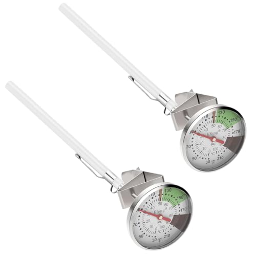 Koolenry -Milchaufschäumthermometer mit Sofortiger Anzeige, 2,5 cm Zifferblatt und 12,7 cm Sondenclip, für Kaffeegetränke, Schokomilch Koolenry -Milchaufschäumthermometer mit Sofortiger Anzeige, 2,5 cm Zifferblatt und 12,7 cm Sondenclip, für Kaffeegetränke, Schokomilch von Koolenry