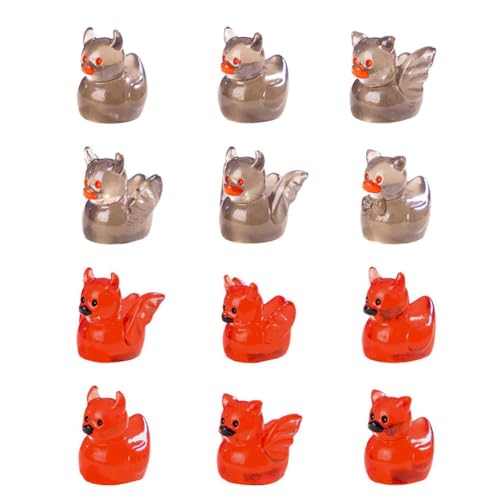 Koolenry Miniature Satan Duck Fairy Garden Accessoires 50 Stcs Luminous Mini Ducks Halloween Home Decor Schreibtischdekoration von Koolenry