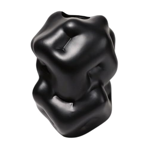 Koolenry Moderne, Einfache Kunstharzvase, Umlaufende Kunstblumenvase, Weiche Dekoration, Schwarz (A) von Koolenry
