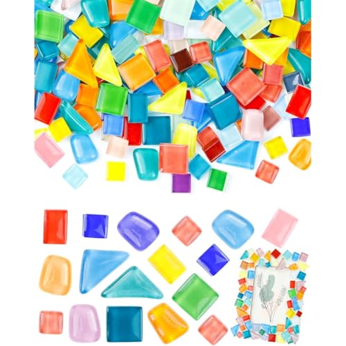 Koolenry Mosaikfliesen zum Basteln in Großen Mengen - Mehrfarbige, Unregelmäßige Kleine Mosaikfliesen, Mosaikglas-Set mit Gemischten Formen für Kunst, Dekoration von Koolenry