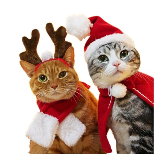 Koolenry Neujahr Santa Weihnachtshut Halloween Haustierkostüm für Katzenhund Welpe Schal Winter Geschenkversorgung von Koolenry