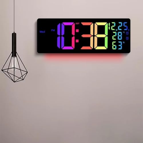 Koolenry RGB Große Digitale Wanduhr mit 8 Stimmungslichtfarben, Temperatur, Luftfeuchtigkeit und Datum, Tischuhr mit Alarmen und Countdown -Timer Koolenry RGB Große Digitale Wanduhr mit 8 Stimmungslichtfarben, Temperatur, Luftfeuchtigkeit und Datum, Tischuhr mit Alarmen und Countdown -Timer von Koolenry