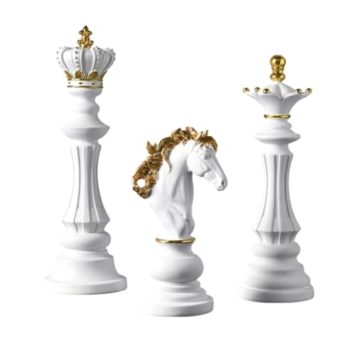 Koolenry Schachstatue - -Set Königin Knight Schachstück Ornament Skulptur für Haushaus Büro Geschenkarrangement von Koolenry