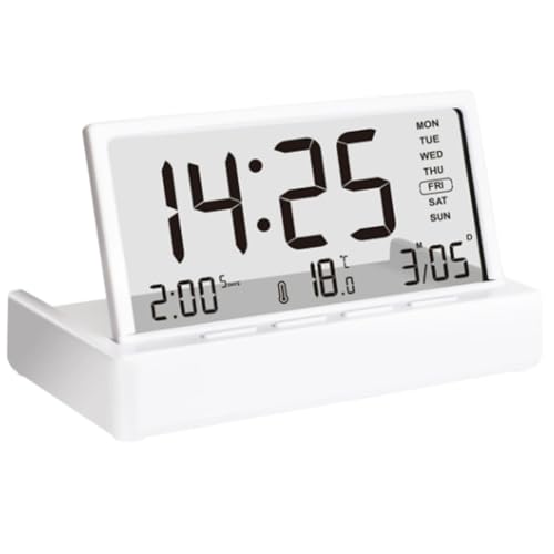 Koolenry Temperatur-/Kalenderwoche Anzeige Faltbar 3 Alarme Einstellen Organischer Glasmaterial Desktop -Dekoration von Koolenry