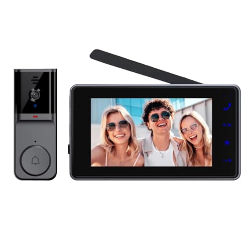 Koolenry Video-Türklingel mit 4,3-IPS-Bildschirm, 2-Wege-Audio, 2,4 GHz, Visuelle Gegensprechanlage, Aufnahme, Türklingelkamera mit Antenne von Koolenry