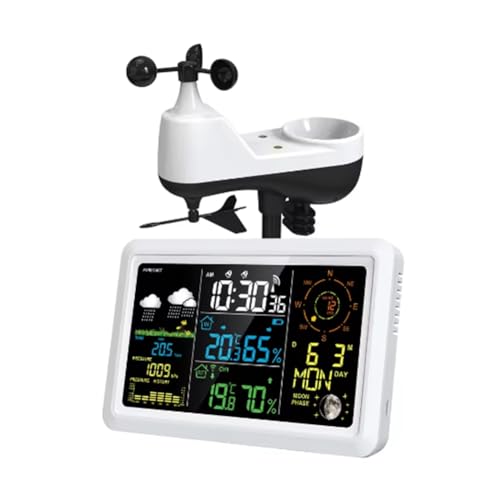 Koolenry Wetterstation mit Außensensor Temperaturkontrolleur Windgeschwindigkeit und -Richtung Mondphase EU-Stecker Koolenry Wetterstation mit Außensensor Temperaturkontrolleur Windgeschwindigkeit und -Richtung Mondphase EU-Stecker von Koolenry