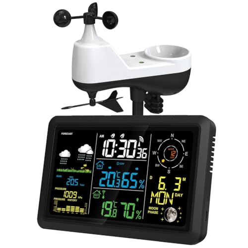 Koolenry Wetterstation mit Außensensor VA LCD Bildschirm Wetterstation Windgeschwindigkeit und -Richtung Mondphase EU STECKER Koolenry Wetterstation mit Außensensor VA LCD Bildschirm Wetterstation Windgeschwindigkeit und -Richtung Mondphase EU STECKER von Koolenry