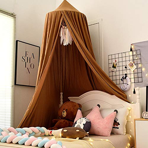 Koomiao Baby-Himmelbetthimmel, Babybett-Vorhang zum Aufhängen, rund, Prinzessin, Insektennetz, Moskitonetz für Kinderzimmer und Spielzimmer, Dekoration, Höhe 250 cm, Braun von Koomiao