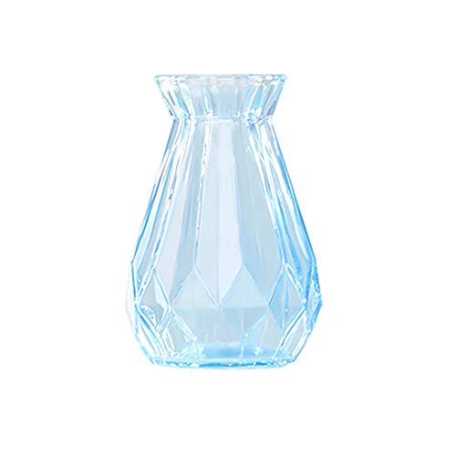 Koomiao Blumenvase Glasvase Moderne Glas Vase Blumentopf für Heimdekoration, Wohnzimmer, Tisch, Büro, Geschenke (Klein, Blau) von Koomiao