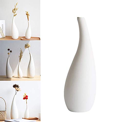Koomiao Blumenvasen Weiß Vasen Deko, Vasen für pampasgras für Wohnzimmer Tisch Zuhause Büro Deko (L) von Koomiao
