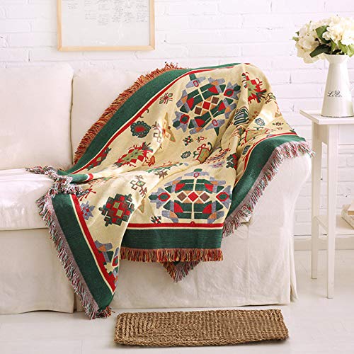 Koomiao Retro Decke Sofa, Kuscheldecke als Sofadecke Couchdecke Tagesdecke Wohndecke Kuscheldecken TV-Decke Wohnzimmerdecke (Böhmen, 90 x 180 cm) von Koomiao