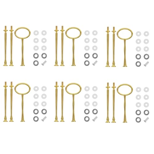 JUMUAO 6 Pack Etageren Stangen Set, 2 Bis 3 Etagere Etagen Tortenstaender,Vintage Metallstangen Mittellochausstech,Tortenständer Tortenhalter für Kuchen, Obsttablett, Pralinen, Süßigkeiten (Gold-3) JUMUAO 6 Pack Etageren Stangen Set, 2 Bis 3 Etagere Etagen Tortenstaender,Vintage Metallstangen Mittellochausstech,Tortenständer Tortenhalter für Kuchen, Obsttablett, Pralinen, Süßigkeiten (Gold-3) von Koomuao