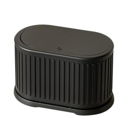 Koomuao Desktop-Mülleimer,Tisch Mülleimer, Klein Tischmülleimer Mit Deckel,Kompaktes Design Mini Mülleimer für Küche Badezimmer Bett Büro Schreibtisch, Geruchsdichter (Schwarz) von Koomuao