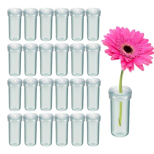 Koomuao Jumuao 100 Stück Blumenröhrchen,Blumen Wasserröhrchen mit Kappen,Reagenzgläser für Blumentransparent,Wiederverwendbare und Langlebige Blumenarrangem ents (Grün-S) von Koomuao