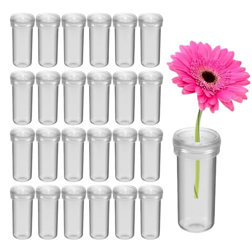 Koomuao Jumuao 100 Stück Blumenröhrchen,Blumen Wasserröhrchen mit Kappen,Reagenzgläser für Blumentransparent,Wiederverwendbare und Langlebige Blumenarrangem ents (Transparent-L) von Koomuao