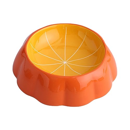 Koomuao Katzennapf Keramik, Flache Katzennäpfe,Katzennassfutter,Kätzchen-Futternäpfe für kleine Haustiere mit Rutschfester,fressnapf Katze, spülmaschinenfest (Orange) von Koomuao