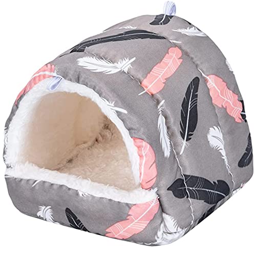 Koomuao Kleintierhöhle für Chinchilla,Kleine Tier Plüsch Höhle,Waschbar Kaninchen Kuschelhöhle,Kuscheln Schlafsack Für Zwergkaninchen/Chinchilla/Hamster (15*15 cm, Grau) von Koomuao