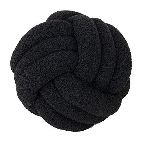 Koomuao Knotenkissen, Plüsch-Knoten-Ball-Kissen Geknotetes Kissen Sherpa Rund Weicher Knoten Ball Kissen Dekor Sofa Kissen für Schlafzimmer Wohnzimmer (22cm, Schwarz) von Koomuao