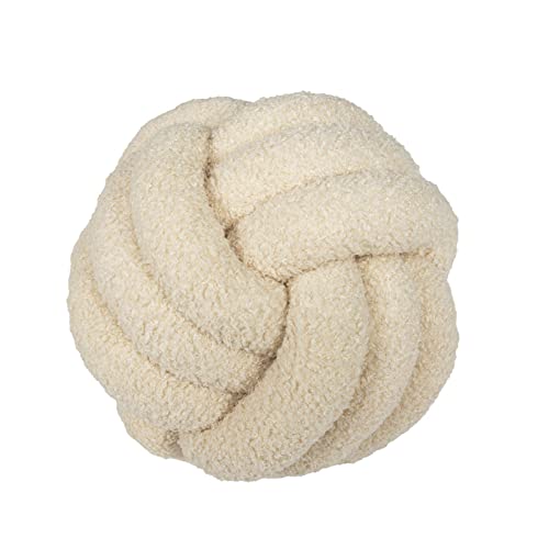 Koomuao Knotenkissen, Plüsch-Knoten-Ball-Kissen Geknotetes Kissen Sherpa Rund Weicher Knoten Ball Kissen Dekor Sofa Kissen für Schlafzimmer Wohnzimmer (28cm, Beige) von Koomuao