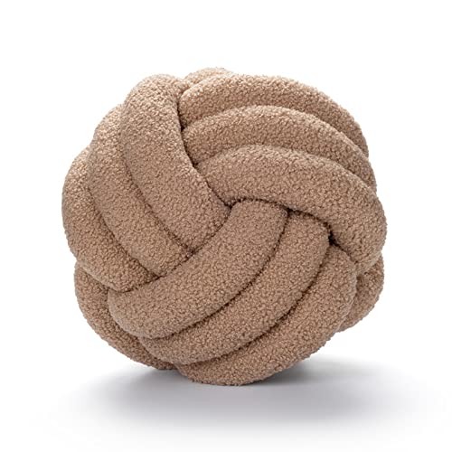 Koomuao Knotenkissen, Plüsch-Knoten-Ball-Kissen Geknotetes Kissen Sherpa Rund Weicher Knoten Ball Kissen Dekor Sofa Kissen für Schlafzimmer Wohnzimmer (28cm, Khaki) von Koomuao