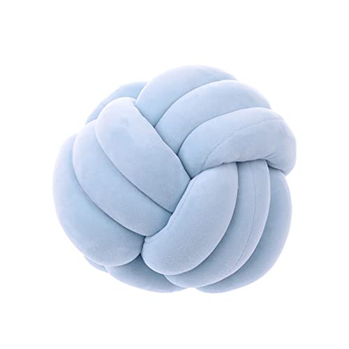 Koomuao Knotenkissen Rund Weicher Samtstoff Knoten-Ball-Kissen Nordische Dekokissen Zierkissen Knoten Geknotetes Kissen für Sofa, Bett, Wohnzimmer, Babyzimmer (Hellblau, 28cm) von Koomuao