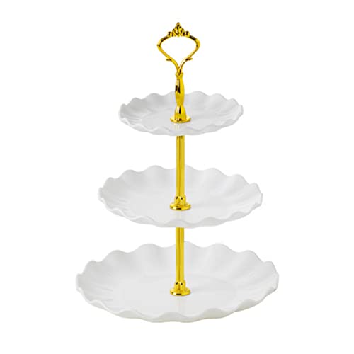 Koomuao Tortenständer Cupcake Stand,Etagere 3 Stöckig ServierStänder Tortenständer Kuchenständer für Kuchen, Dessert，Obst，Muffin, Kekse, Käse, Geburtstag, Party (Weiß) von Koomuao