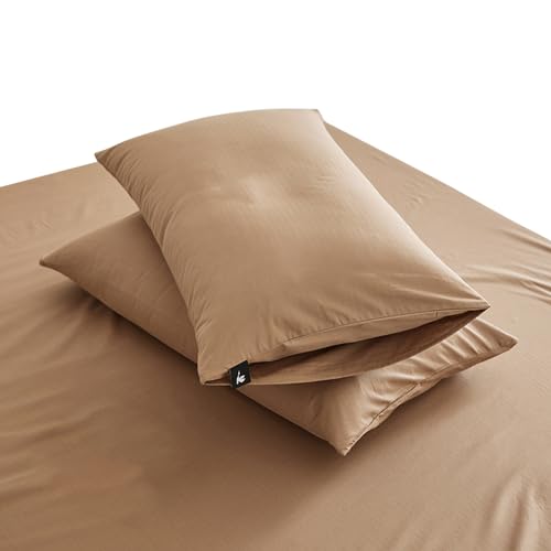 Liemuao 2er-Set Kopfkissenbezüge aus 100 % Baumwolle, Kissenbezug 50 x 75 cm, Kissenschutz, mit Umschlagverschluss, atmungsaktiv und hypoallergen, maschinenwaschbar (braun) von Koomuao