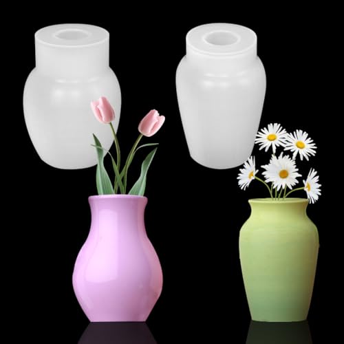 Koonafy 2 Stücke Vase Silikonform, DIY Blumenvasen Harz Form, Epoxidharz Kerzenständer, Handgefertigte Form für Vasen, Stifthalter und Dekorative Accessoires (B-2pcs) von Koonafy
