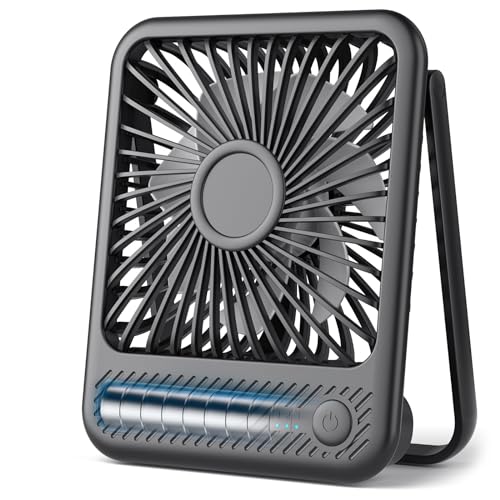 Koonie USB Akku Ventilator, Ultra Leise-2000mAh Tischventilator, 3 Geschwindigkeiten, Ruhig-35dB, 180°Einstellbar, Mini Ventilator für den Schreibtisch, Zuhause und Büro, Schwarz von Koonie